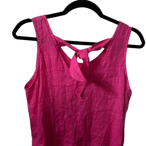 Terzo Millennio Pink 100% Linen Made In Italy Ruffle Hem Size Small Dress. - Picture 5 of 8